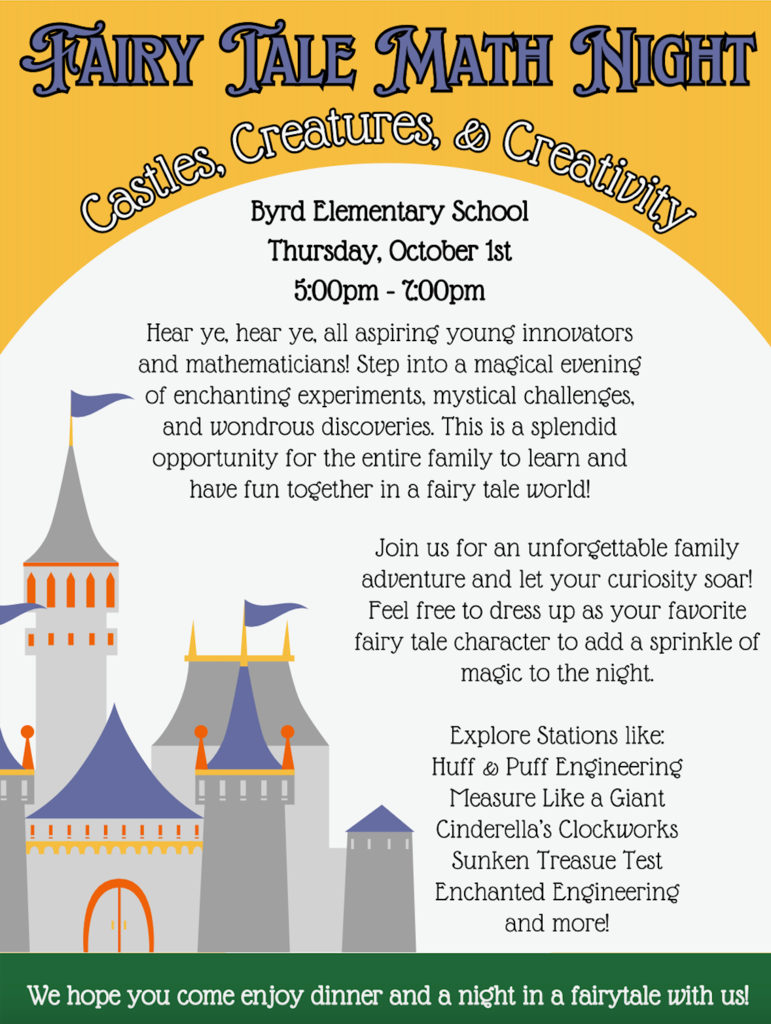Flyer for our Fairy Tale Math Night