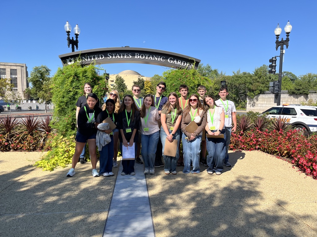 students at the botanic garden