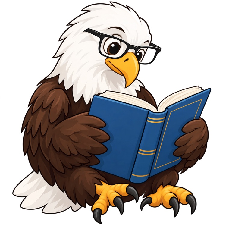 clipart image of an eagle reading