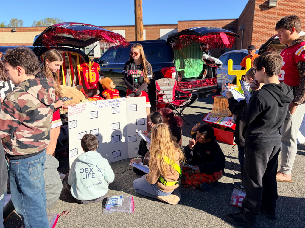 Students working on a tailgate review activity