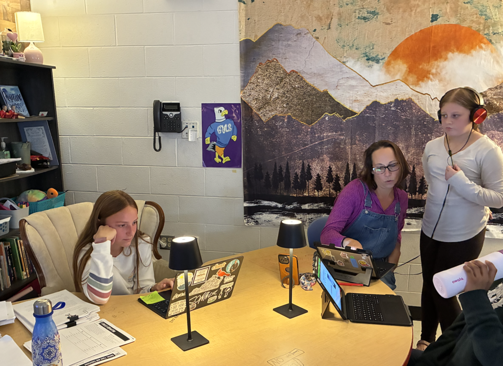 Marlee and Ms. Waldron teaching