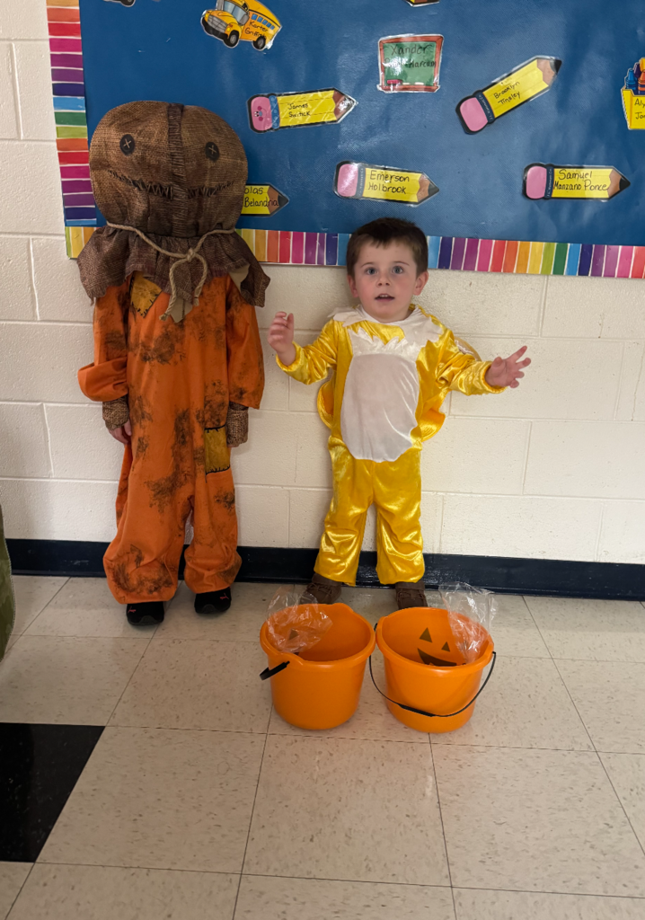 Two students dressed up for Halloween.