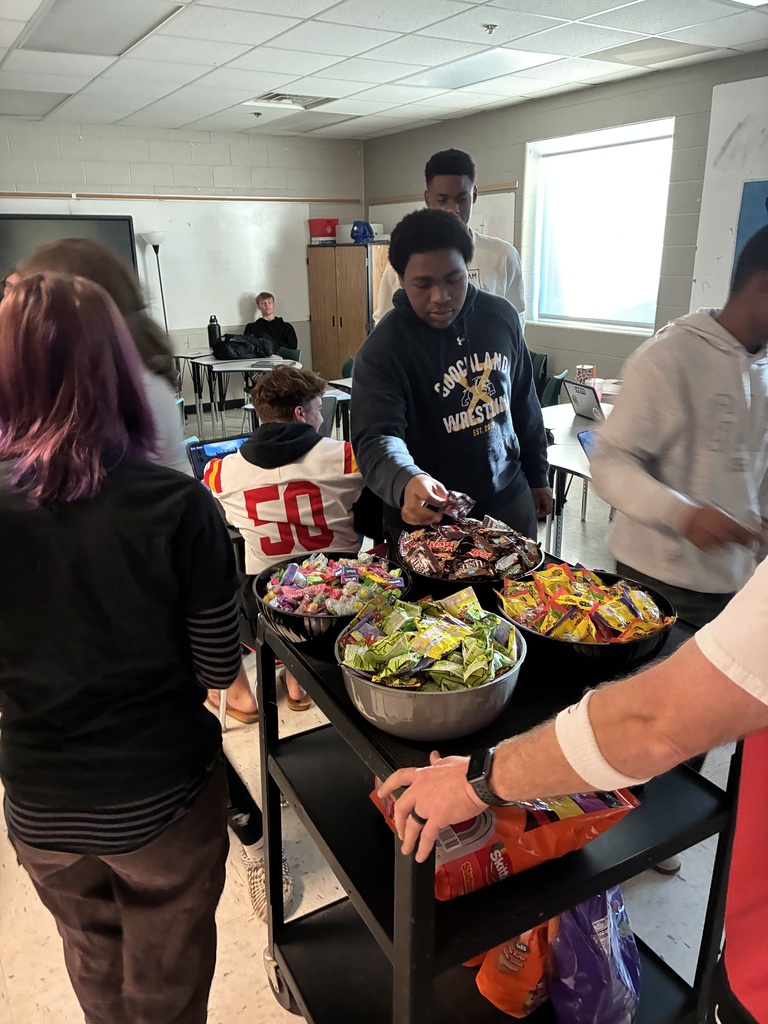 students getting candy