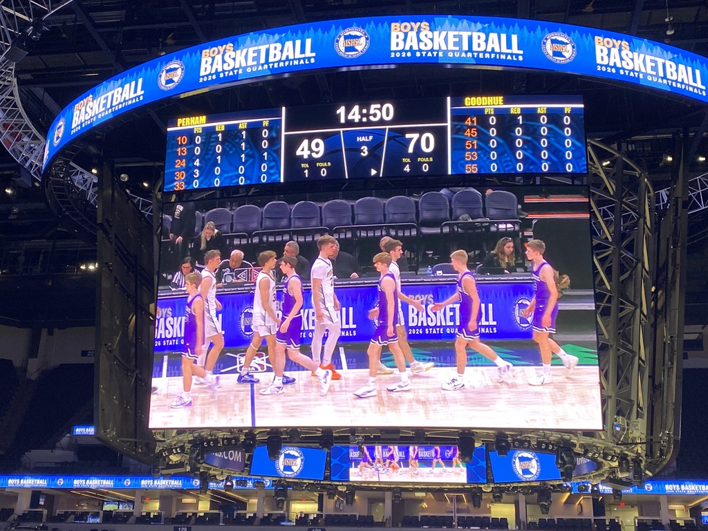 Goodhue Boys basketball team final score on score board