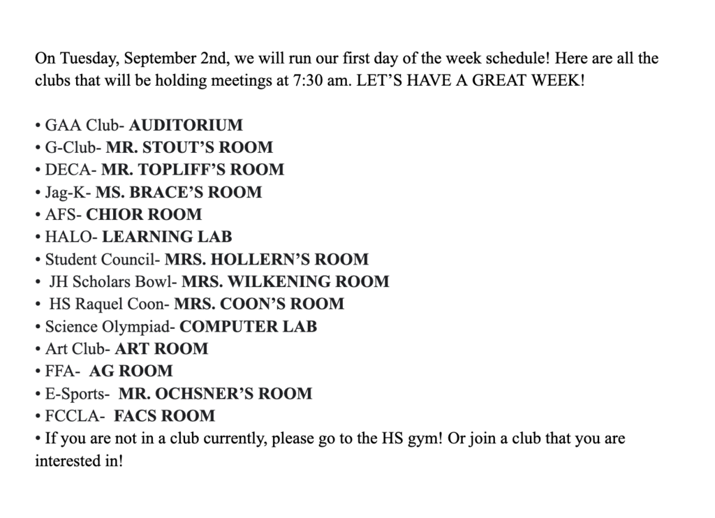 club meetings