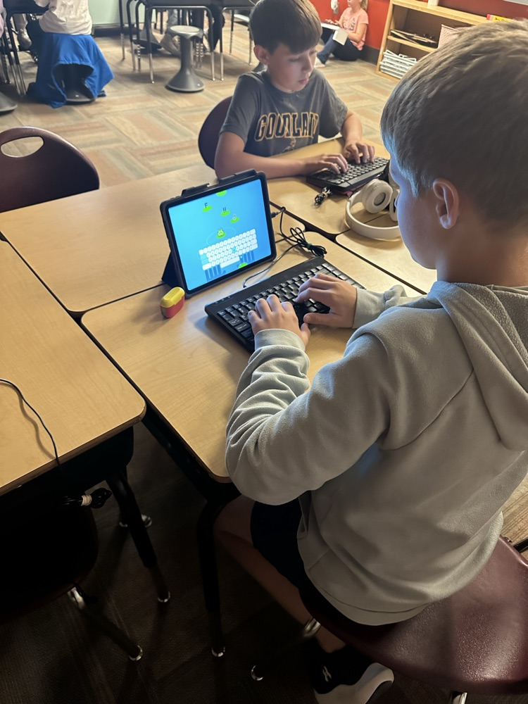 Students are working hard on their keyboarding skills!