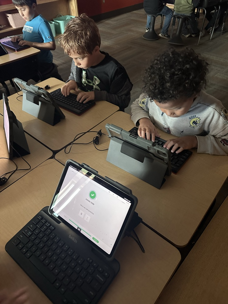 Students are working hard on their keyboarding skills!