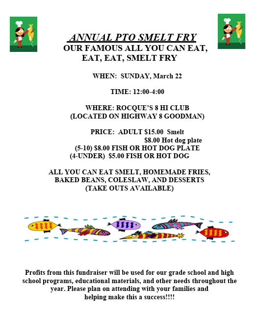 Smelt Fry Info: Sunday March 22nd, Noon to 4pm! 