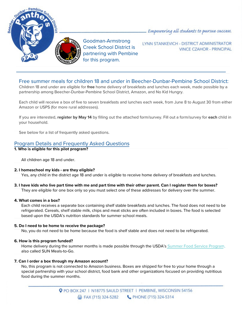 FAQ on Summer Meals Program 