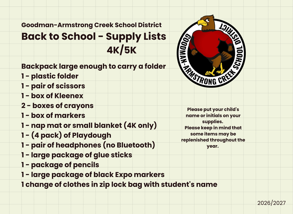 School List for 4k.5k 