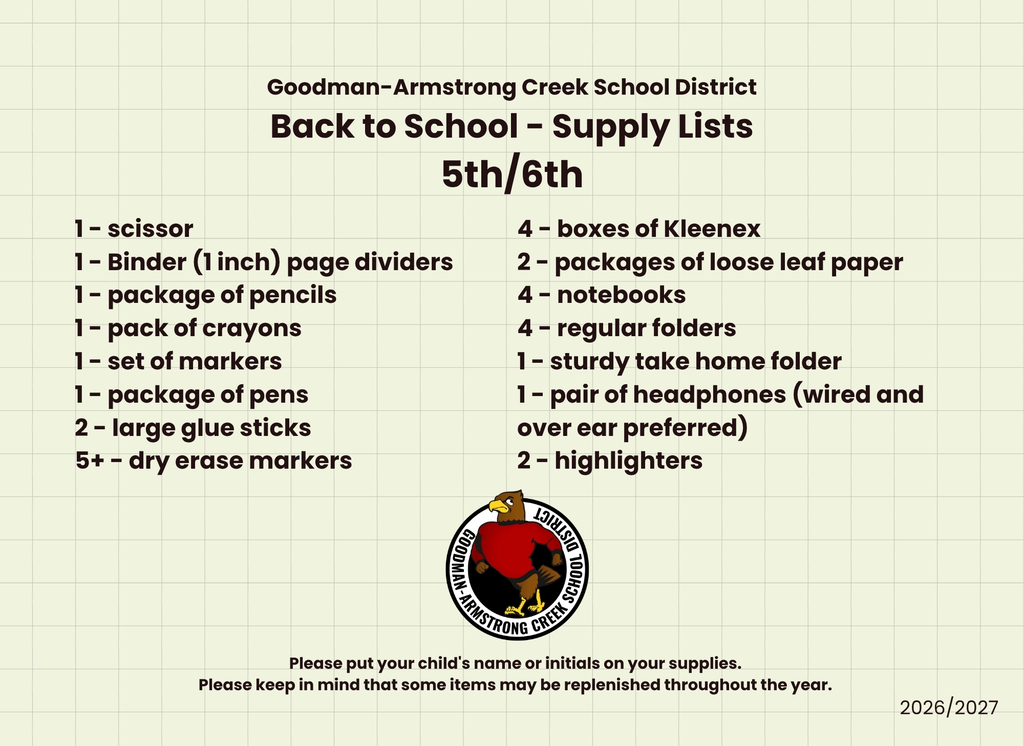 School List for 5th/6th