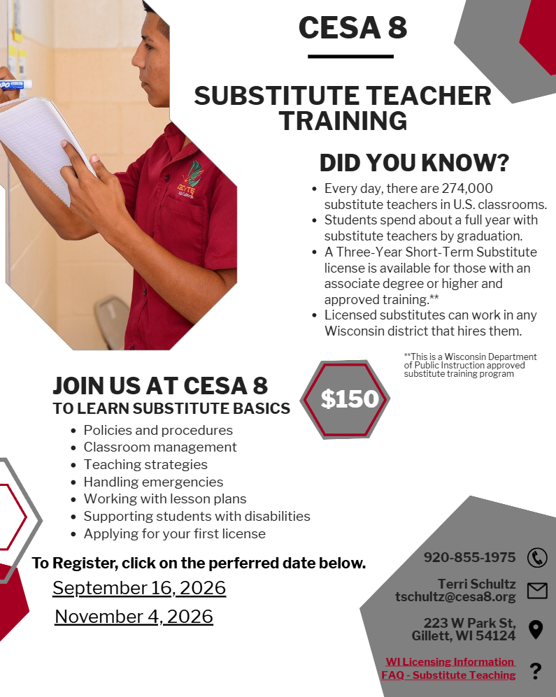 November 4th, 2026 Substitute Teacher Training - $150 dollars