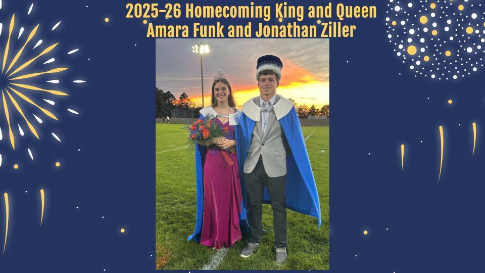 2025-26 Homecoming King and Queen Amara Funk and Jonathan Ziller