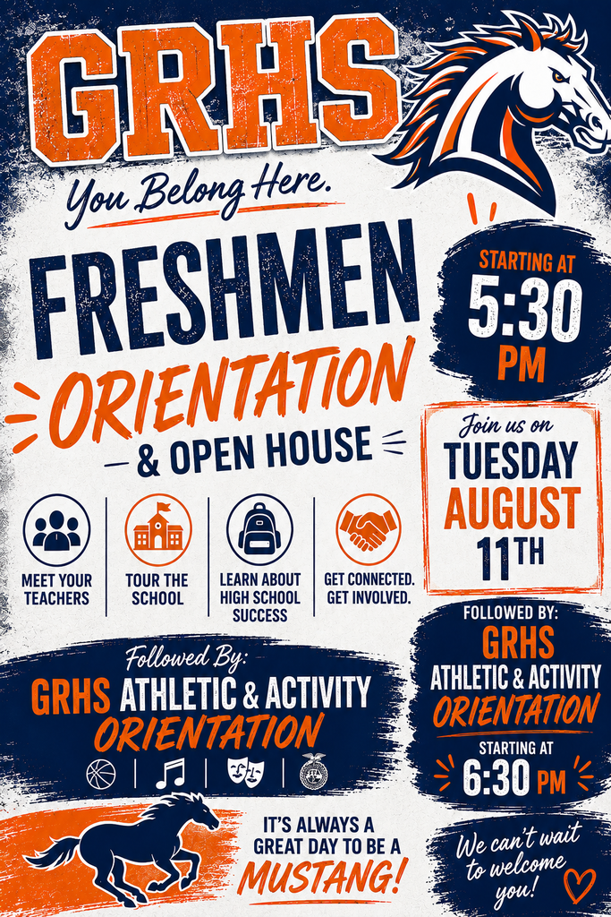 Freshmen Orientation and Open HouseTuesday August 11th at 5:30pm followed by the Athletic and Activity Orientation at 6:30pm