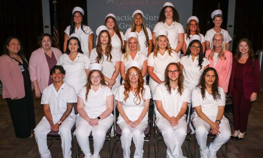 2026 Gordon Cooper Practical Nursing graduates pose for a class photo.