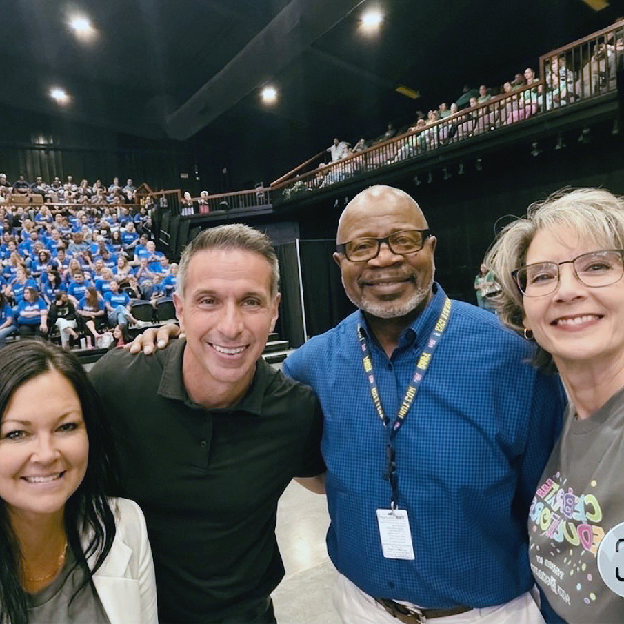 GCTC staff photographed with keynote speaker Damon West at Celebrate Educators presented by the Avedis Foundation