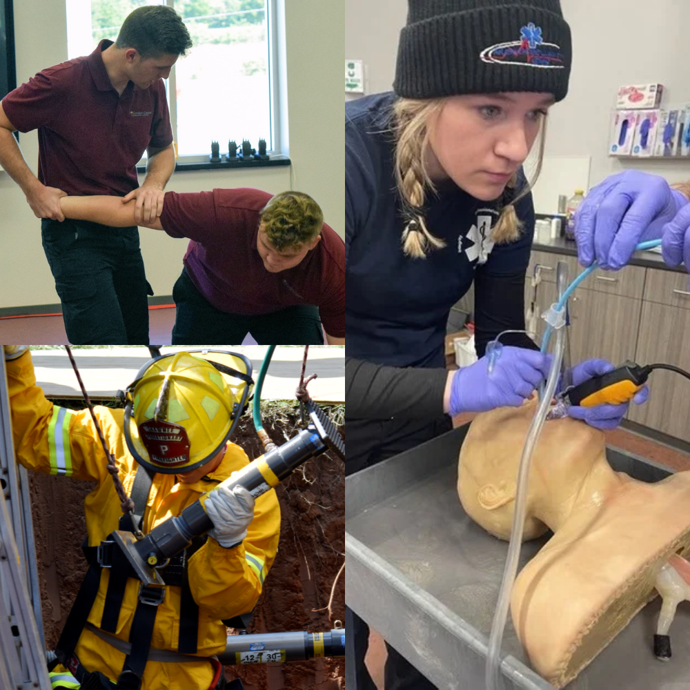 A collage of photos from GCTC's first responder training 