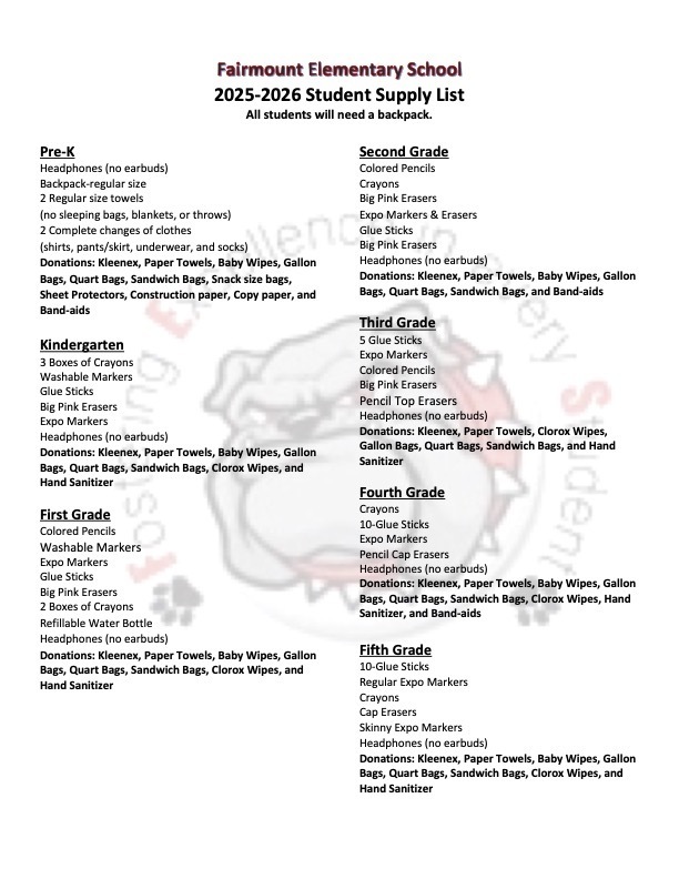 supply list