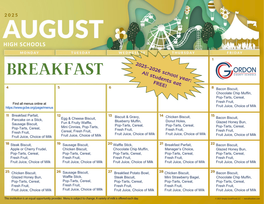 august menus