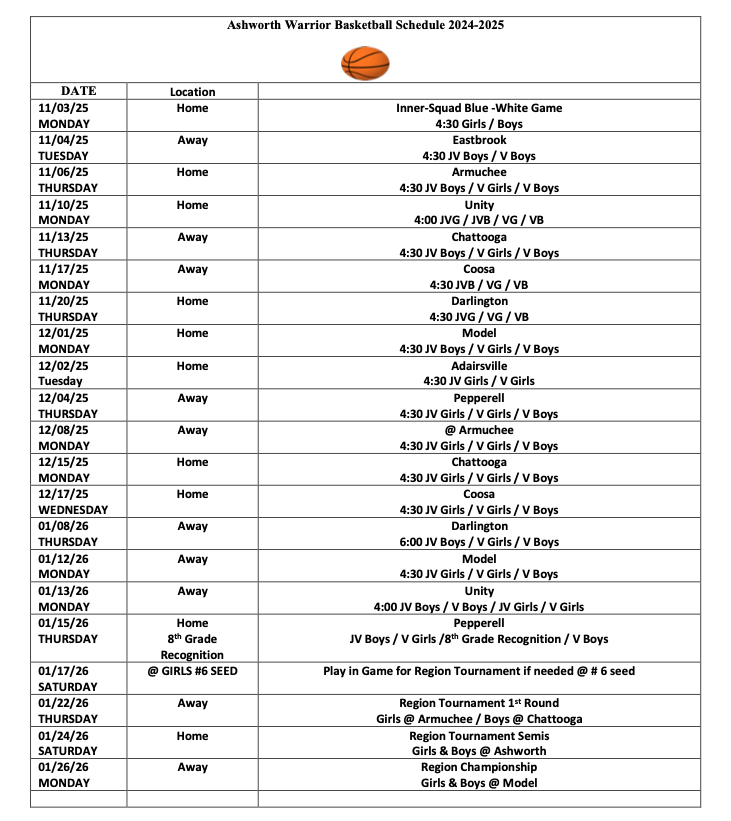 basketball schedule