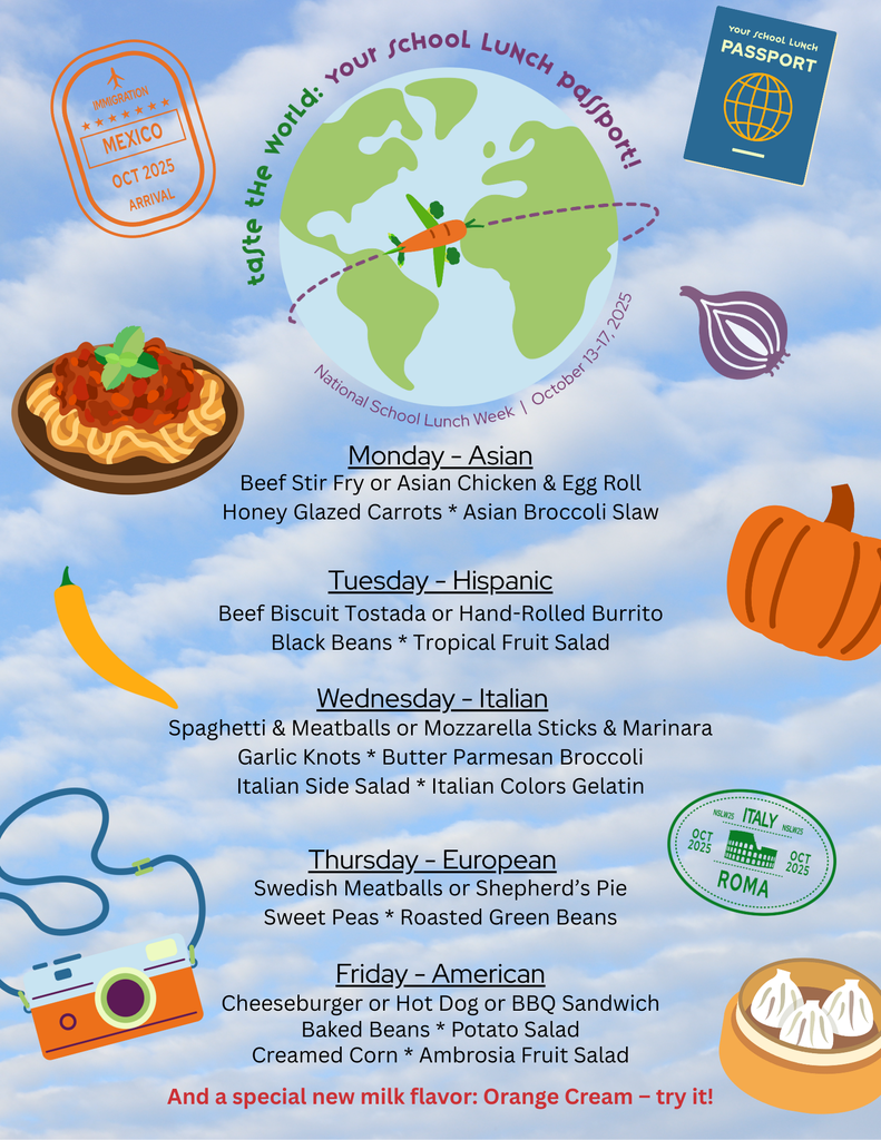 Flyer with Natl School Lunch Week menus