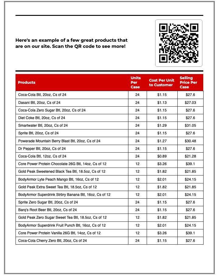 Coke fundraiser prices