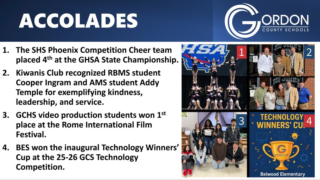 December 2025 Superintendent's Report Accolades