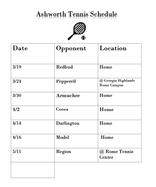 tennis schedule