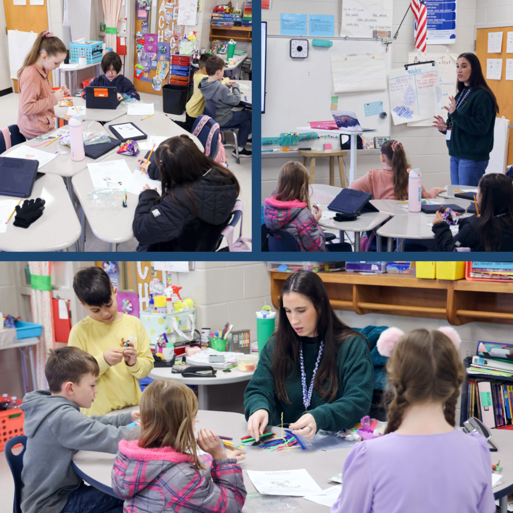Teacher working with students