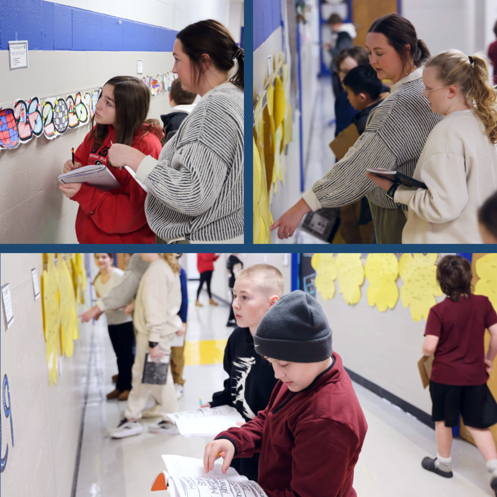 Students working in the hallway