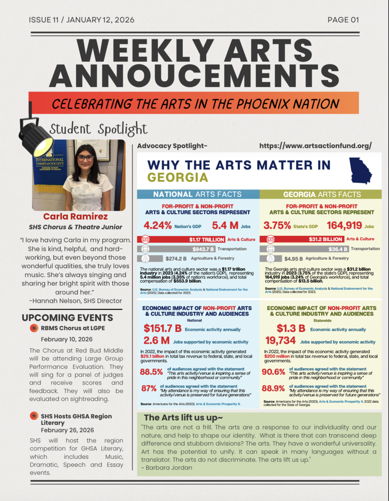 Weekly Arts Announcements 1