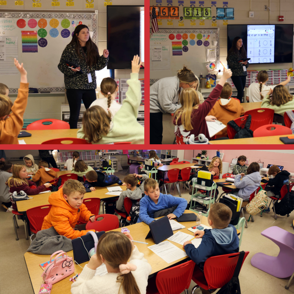 Teacher instructing students on mathematics