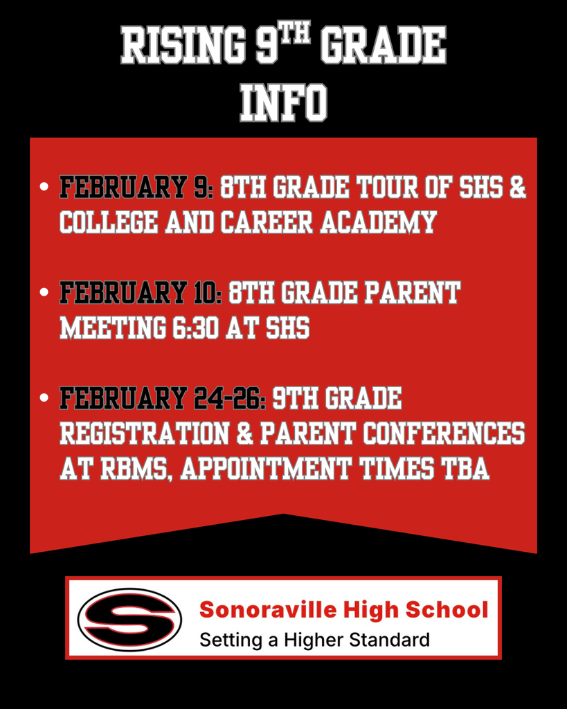 This is a poster of information for rising 9th graders.