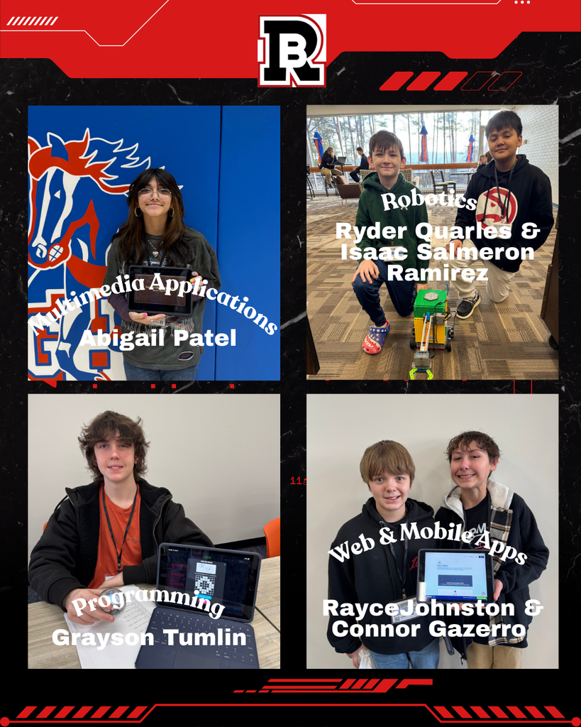 Pictures of students with their individual projects.