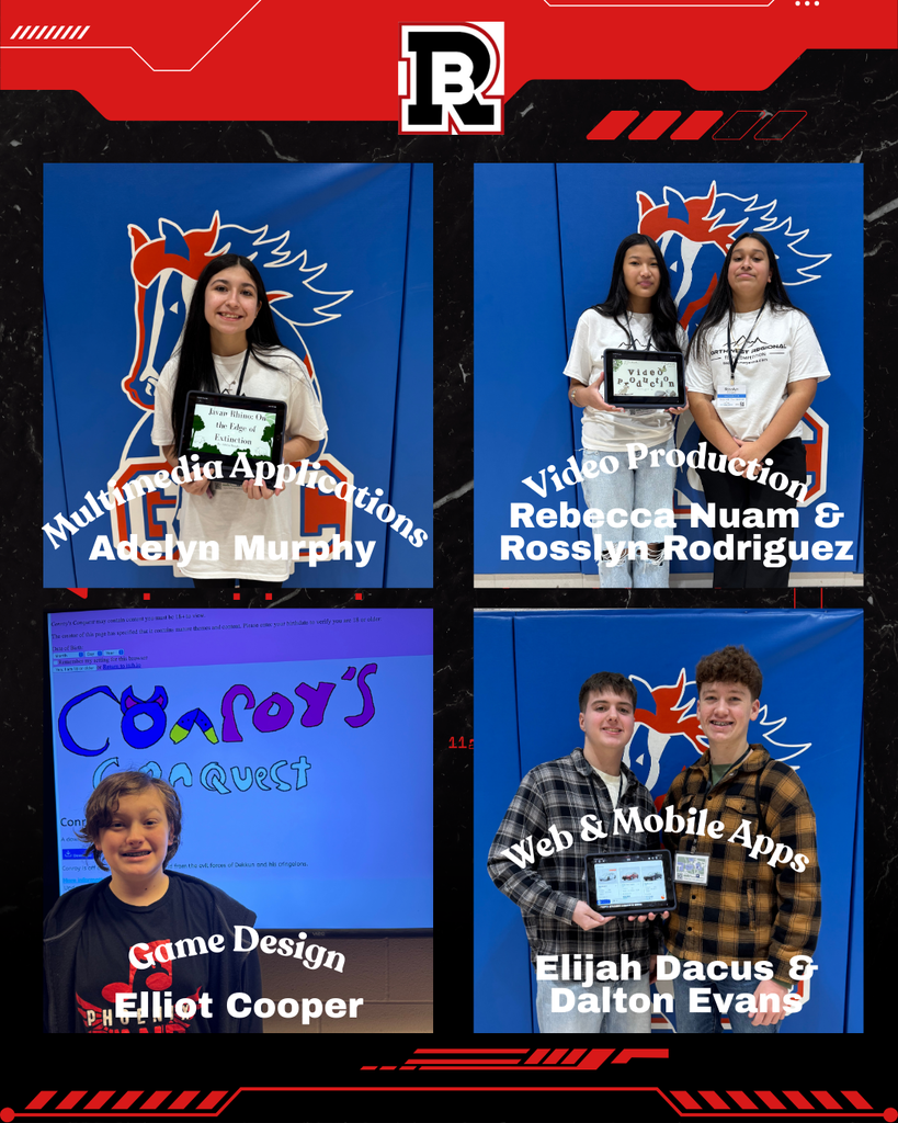 Pictures of students with their individual projects.