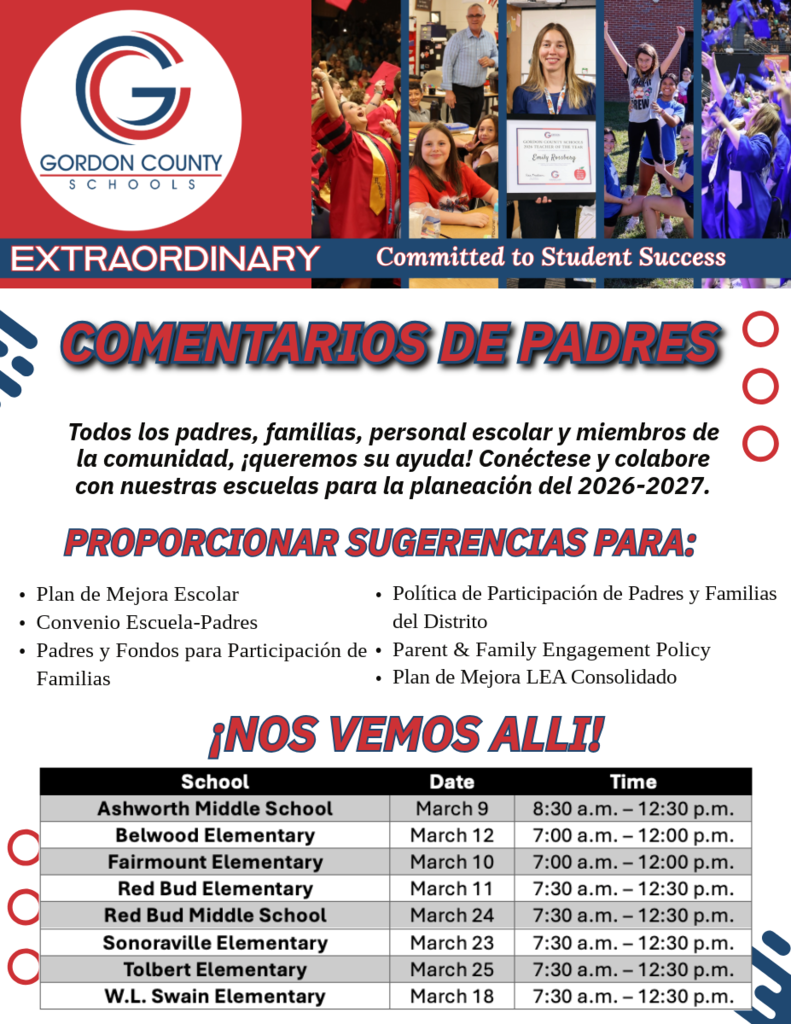 TITLE I Parent Invitation Flyer with Dates and Times in Spanish