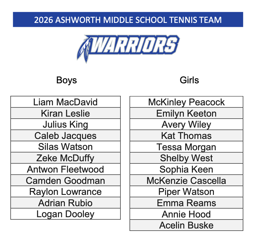 2026 AMS Tennis Team Roster