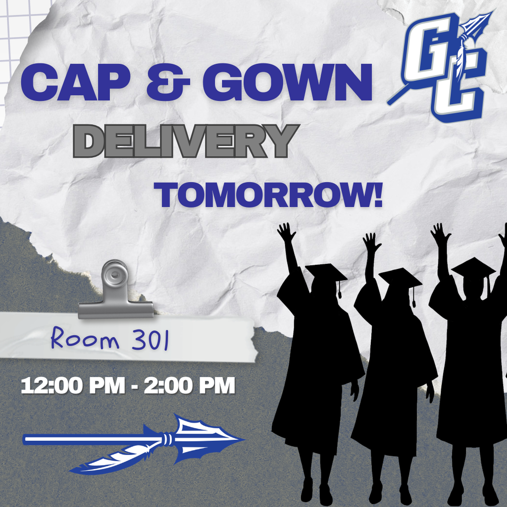 ⏰🎓 Seniors: Cap & Gown Pickup Tomorrow! Don’t forget—cap and gowns will be delivered tomorrow (Monday, March 23) from 12:00–2:00 PM in Room 301. Plan to swing by during that time to pick yours up!