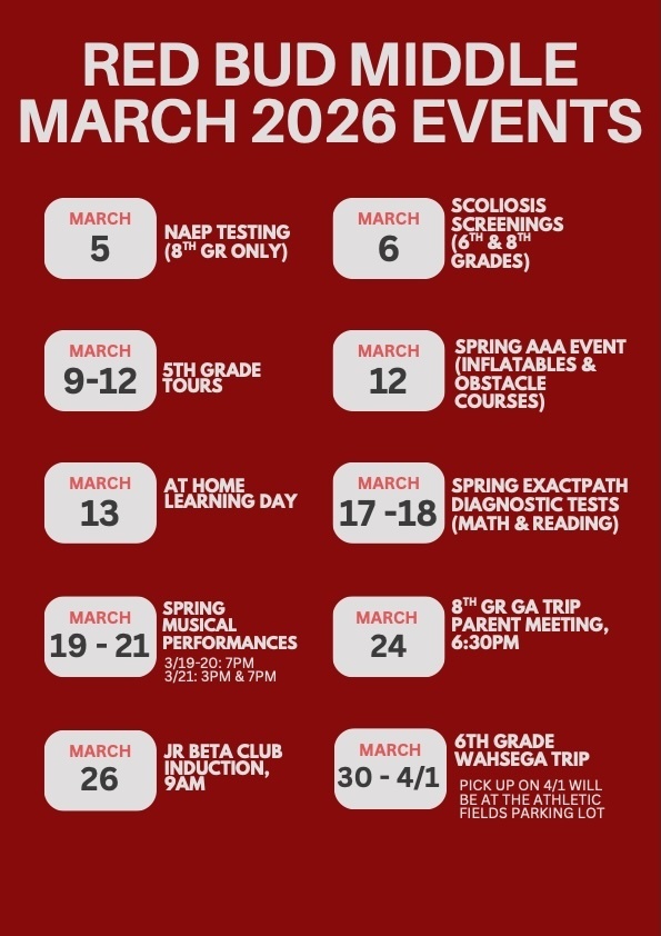 March 2026 Calendar of Events