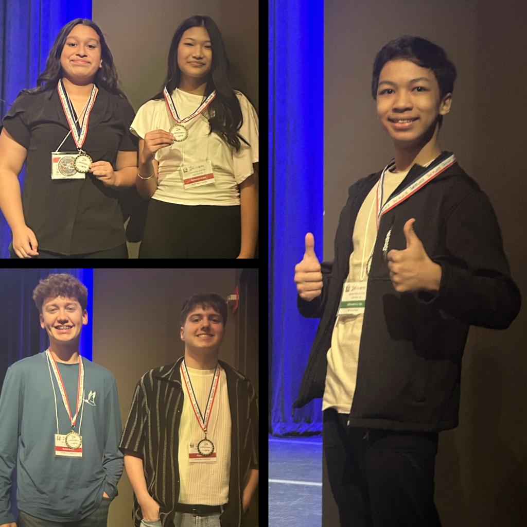 Student competitors at the State Technology Competition being awarded their medals