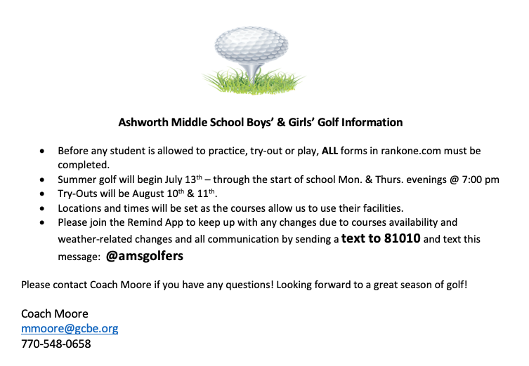 Golf summer info flyer