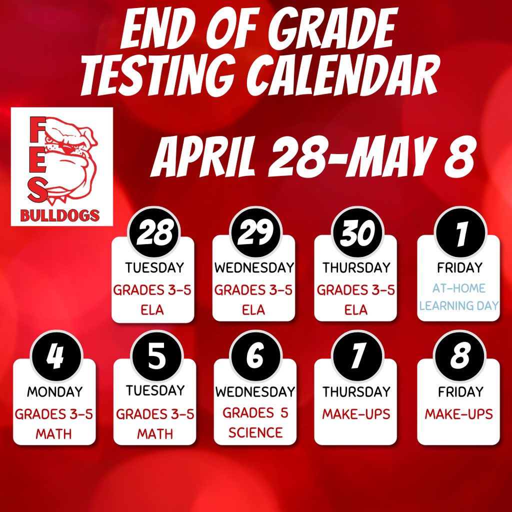 End of grade testing dates and subjects
