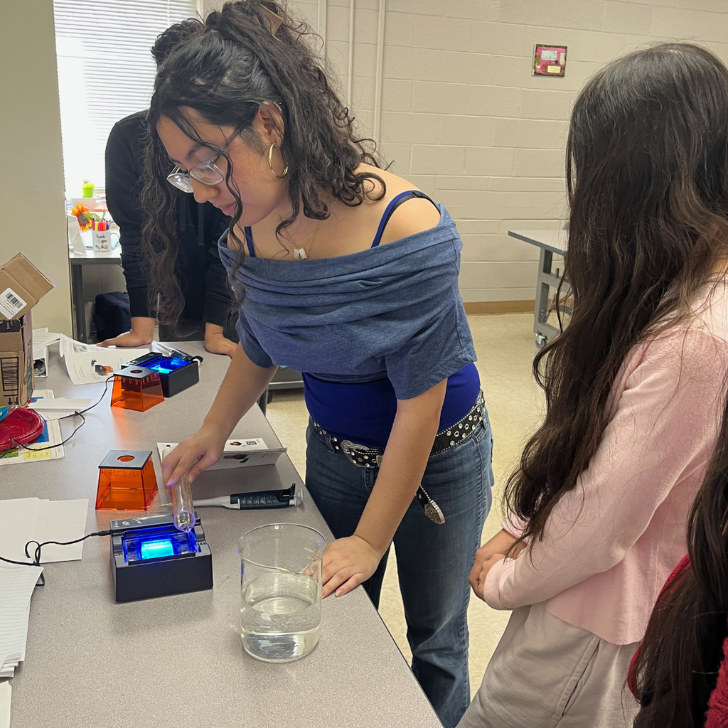 Students in Mrs. Watts' AP Biology Class solve a "skittlecide" using gel electrophoresis (biotechnology) to analyze DNA from a crime scene.