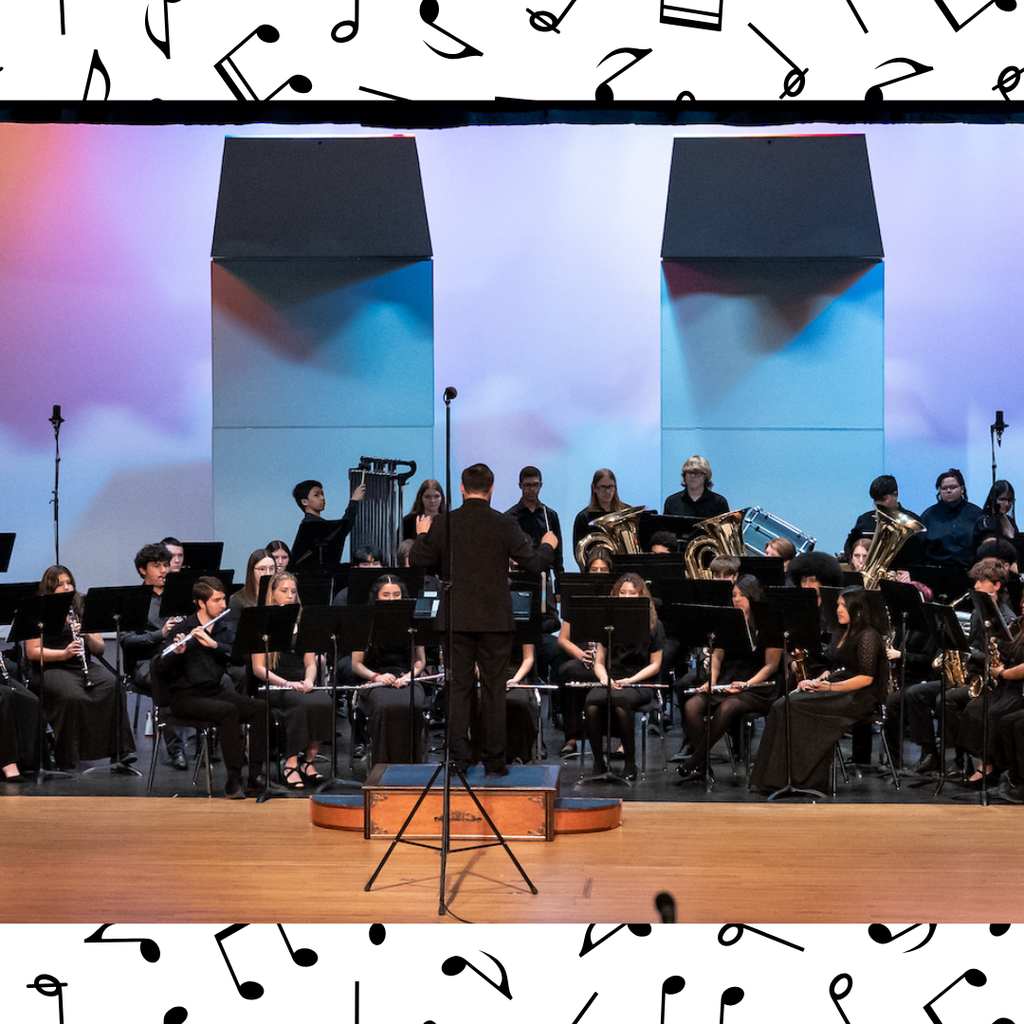 Large group band performance with Mr. Cameron Born directing the GCHS band.
