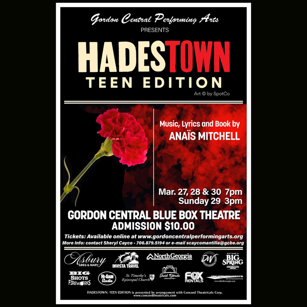 🎭 Journey to the underworld this spring! Join us for our production of Hadestown 🖤 📅 March 27–30 at 7 PM 🎶 Sunday, March 29 at 3 PM Our incredible students have poured their hearts into this show—come see the amazing work they’ve been creating! 🎟️ Tickets available now: https://www.gordoncentralperformingarts.org/.../Hadestown...