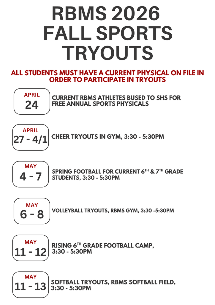 Fall Sports Tryout Information