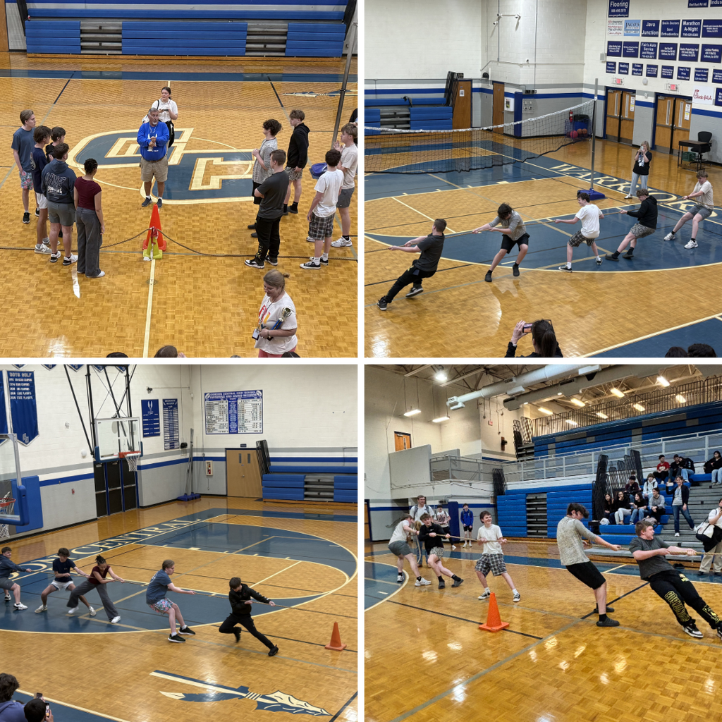 Four small pics of homeroom tug-o-war championship game