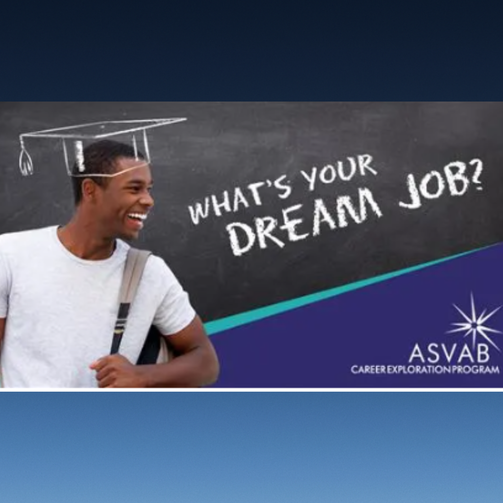Graphic promoting ASVAB test for Career Exploration