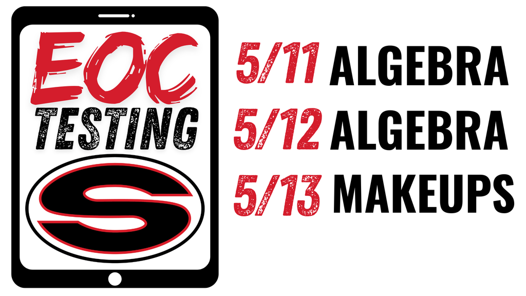 An image with the EOC testing dates. Testing starts on May 4 and will continue through May 13. 