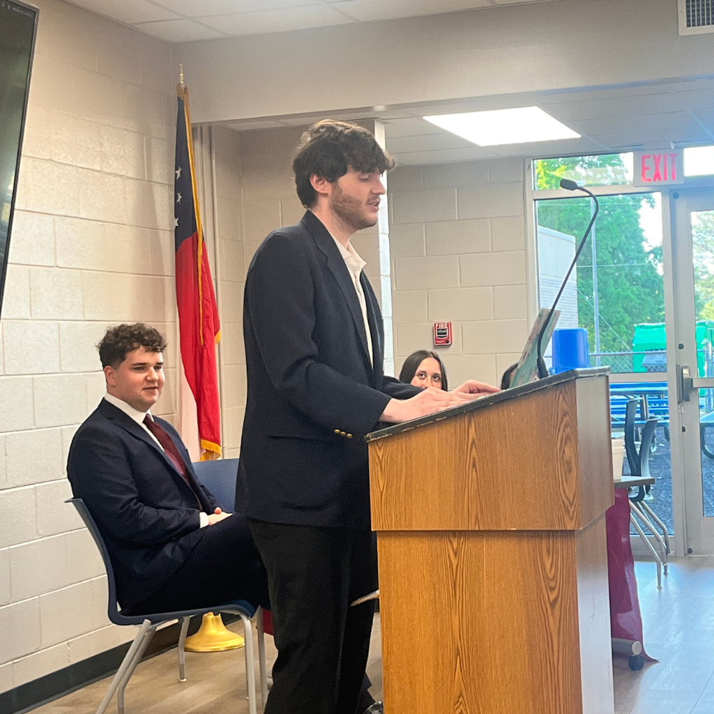 GCHS HOSA Officer Cameron Pope speaking at HOSA banquet